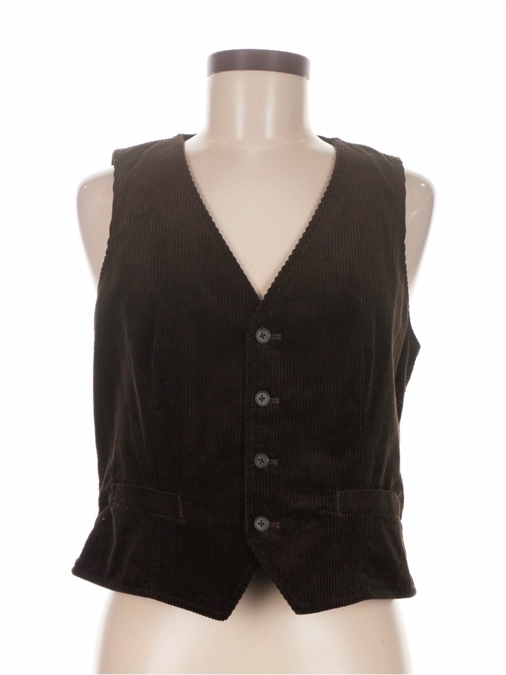 Polo Ralph Lauren Women’s Corduroy Vest Brown Tuxedo Cotton Button Up Waistcoat - Picture 6 of 12